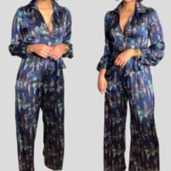 Miss Avenue Elegant Satin Jumpsuit - Picture 2 of 7